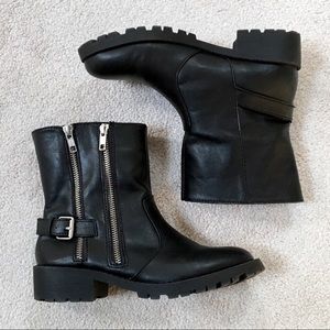 BRASH  Women's Moto Style Black Ankle Boots